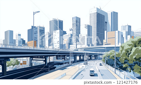 城市景觀插畫背景素材 城市景觀插畫背景素材 121427176