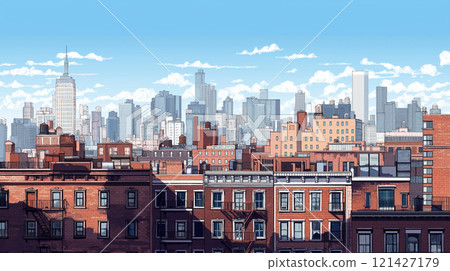Cityscape illustration background material Cityscape illustration background material 121427179