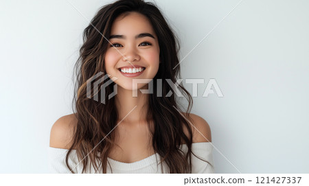 Smiling young Japanese woman 121427337