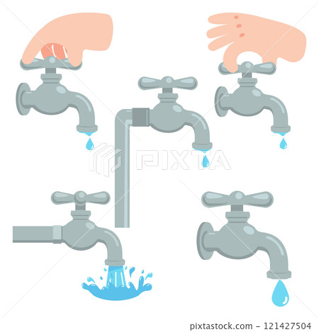 Hand off Tap Faucet Water Drop 121427504