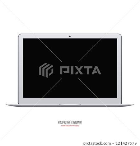 laptop grey color with black blank screen isolated on white background. stock vector illustration eps10 laptop grey color with black blank screen isolated on white background. stock vector illustration eps10 121427579