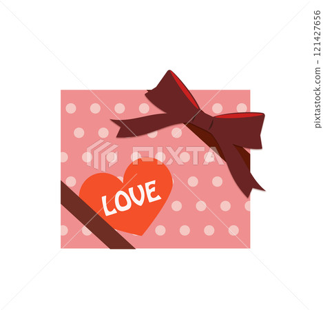 Illustration of a gift with a brown ribbon 121427656