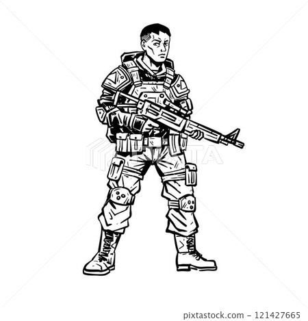Soldier of the future. ink sketch 121427665