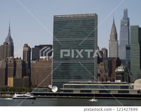 United Nation building new york manhattan view from East river 121427699