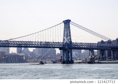 Williamsburg bridge new york manhattan view from East river Williamsburg bridge new york manhattan view from East river 121427713