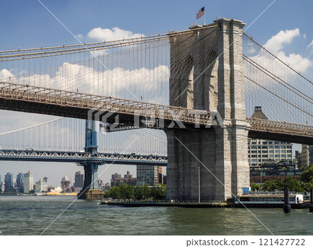 Manhattan and Brooklyn bridge new york manhattan view from East river 121427722