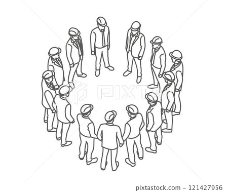 Group of engineers in construction helmets 121427956