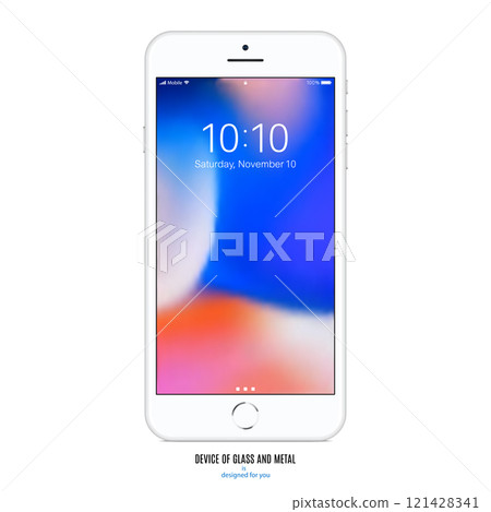 smartphone with colored screen on white background. stock vector illustration eps10 121428341