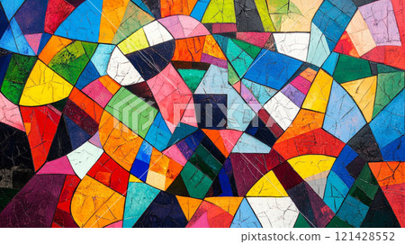 Colorful mosaic with geometric shapes and vibrant colors 121428552