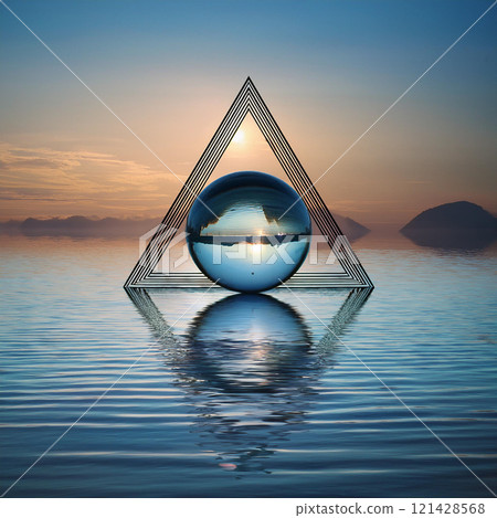 satellite dish on the top of the sea 121428568