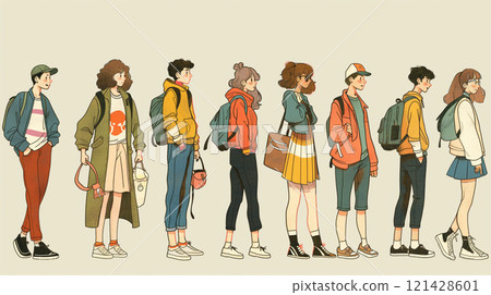 Hand-drawn illustrations of people 121428601