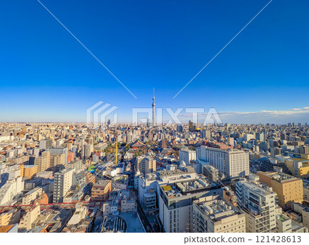 A view of Sumida and Edogawa Wards from near Asakusa Station in Taito Ward 121428613