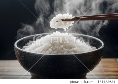 Rice served in a bowl 121428684