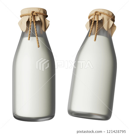 milk in glass bottle 3D graphic milk in glass bottle 3D graphic 121428795