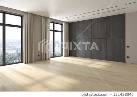 Modern style conceptual interior empty room 3d illustration 121428845