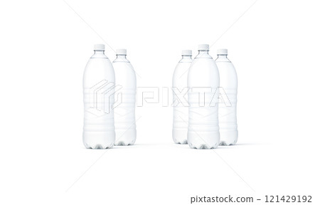 Blank transparent plastic bottles mockup, front and side Blank transparent plastic bottles mockup, front and side 121429192