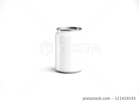 Blank white aluminum 330 ml soda can mockup, front view. 121429193