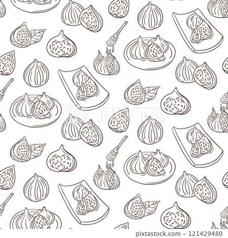 Seamless contrast hand drawn fig pattern 121429480