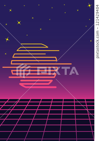Vaporwave background with neon grid 121429484