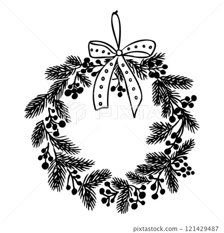 Hand drawn Christmas wreath illustration Hand drawn Christmas wreath illustration 121429487
