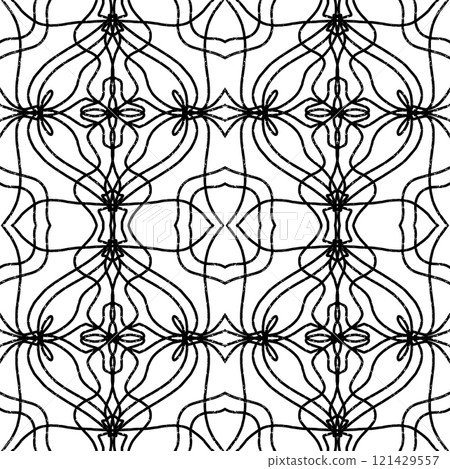 seamless pattern with doodle ornament 121429557