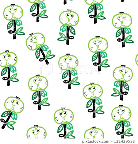 doodle seamless pattern with tree leaves doodle seamless pattern with tree leaves 121429558