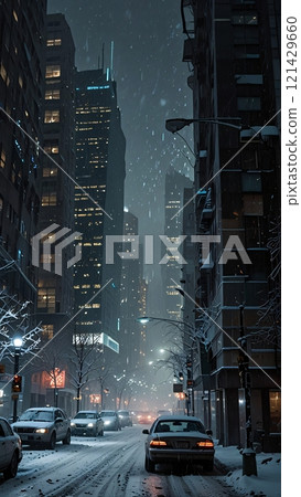 urban life in the winter season 121429660