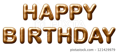 3D圖像_氣球_生日快樂_金色 121429979