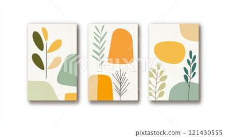 Abstract botanical triptych wall art 121430555