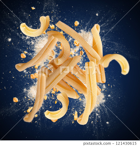 Caserecce pasta pieces exploding Caserecce pasta pieces exploding 121430615
