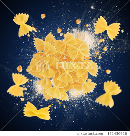 Uncooked farfalle pasta Uncooked farfalle pasta 121430616