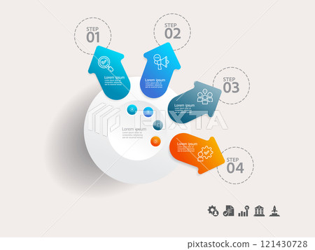 simple circle infographics timeline business workflow background with business icon 4 steps for report, presentation simple circle infographics timeline business workflow background with business icon 4 steps for report, presentation 121430728