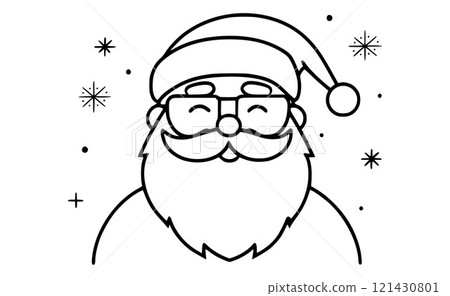 Santa Claus with a beard glasses and a Christmas hat 121430801