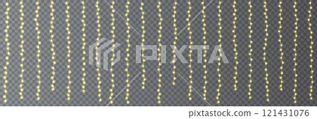 Festive Christmas light glowing garland string on dark background. Festive Christmas light glowing garland string on dark background. 121431076