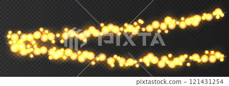 Festive Christmas light  glowing garland string on dark background. 121431254