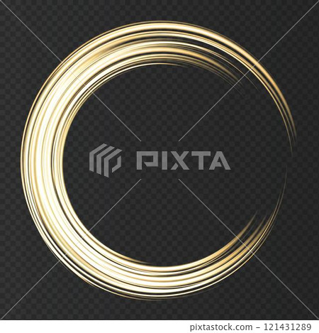 Gold neon round frame with lights effects. Gold neon round frame with lights effects. 121431289