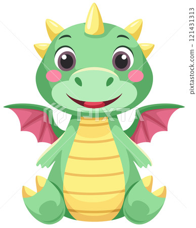 Cute sitting dragon stuffed toy illustration icon 121431313