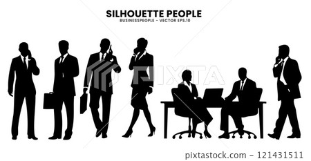 Corporate Business People Silhouettes Collection - Vector Design	 121431511