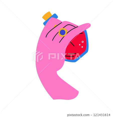 The hand holds the potion. 121431614