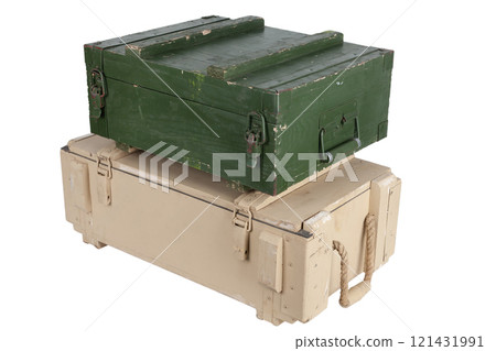 Ammunition crates yellow and green color for artillery shells Ammunition crates yellow and green color for artillery shells 121431991