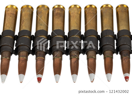 .50 BMG caliber machine gun ammunition belt with cartridges. .50 BMG caliber machine gun ammunition belt with cartridges. 121432002