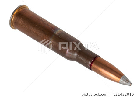 7.62x54R Mosin-Nagant cartridge isolated on the white 7.62x54R Mosin-Nagant cartridge isolated on the white 121432010