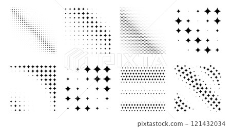 halftone banners of black stars for pattern and background. Vector illustration 121432034