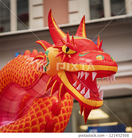 Close up of Chinese Dragon Head. Chinese New Year celebration Close up of Chinese Dragon Head. Chinese New Year celebration 121432508