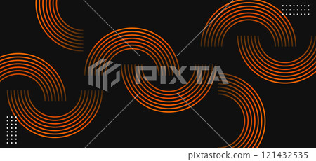 Dark Abstract Background with Orange Glowing Circle Lines - Geometric Shiny Orange Vector Design Dark Abstract Background with Orange Glowing Circle Lines - Geometric Shiny Orange Vector Design 121432535