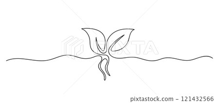 Growing Sprout One Line Art Hand-Drawing Vector Illustration Growing Sprout One Line Art Hand-Drawing Vector Illustration 121432566