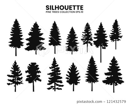 Silhouette Black Pines Vector Trees Collection Silhouette Black Pines Vector Trees Collection 121432579
