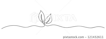 rowing Sprout One Line Art .Hand Drawn Vector Illustration 121432611