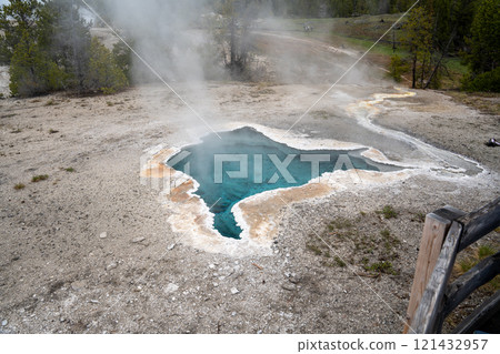 Vibrant Hot Spring in Upper Geyser Basin, Yellowstone National Park. Vibrant Hot Spring in Upper Geyser Basin, Yellowstone National Park. 121432957