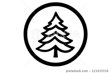 Christmas tree inside a circular frame. 121433338